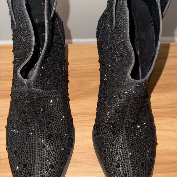 Jessica‎ Simpson New Black Bling Rhinestone Western Ankle Booties Size 9 - Picture 4 of 8